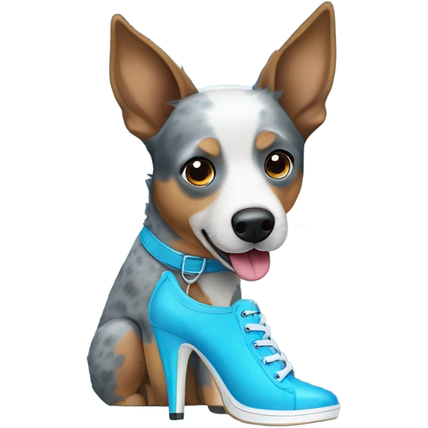 blue heeler wearing blue heels emoji