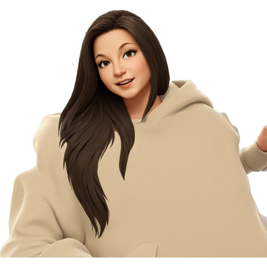 girl smiling by christmas tree emoji