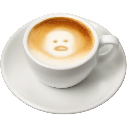 Cappucino in white cup with plate  emoji