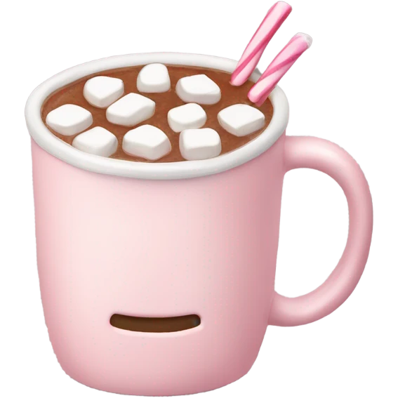Light Pink mug of hot chocolate with marshmallows  emoji