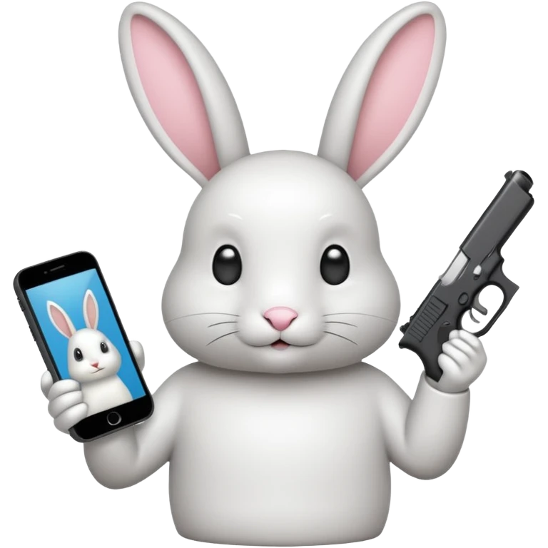 Crea un emoji de un conejo sosteniendo una glok realista de iPhone  emoji