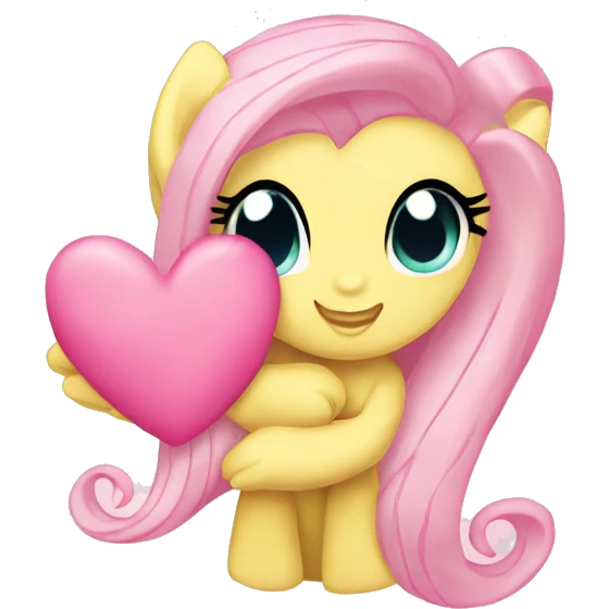 Fluttershy from my little pony blushing and holding a pink heart  emoji