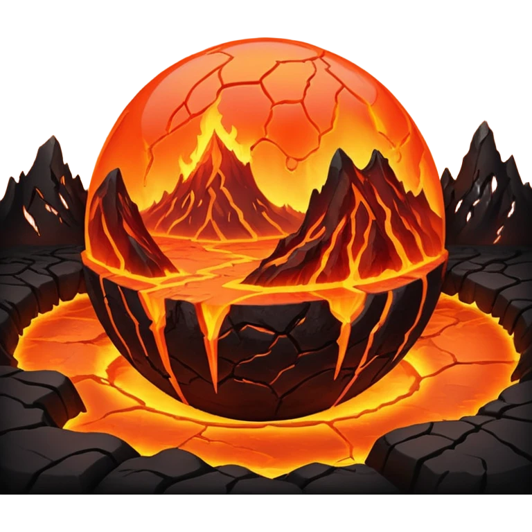 sphere globe planet, surface covered with lava and valley emoji