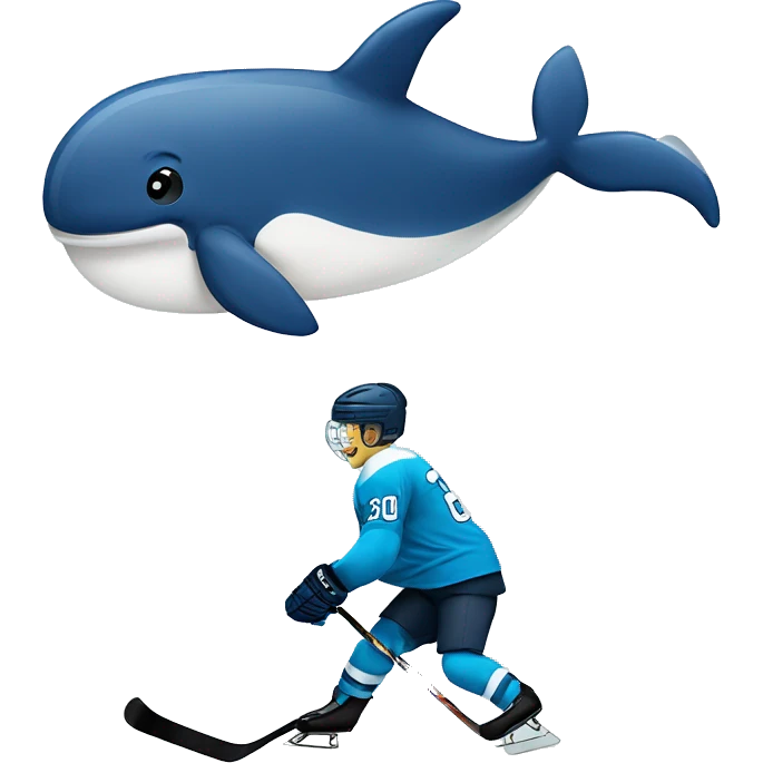 Whale playing hockey emoji