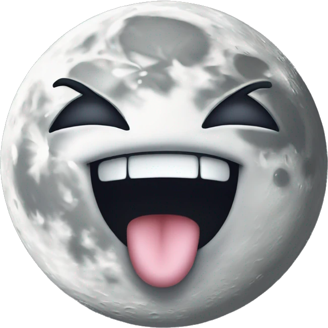a face of the moon. sticking out tongue emoji