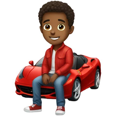 handsome boy with red ferrai emoji