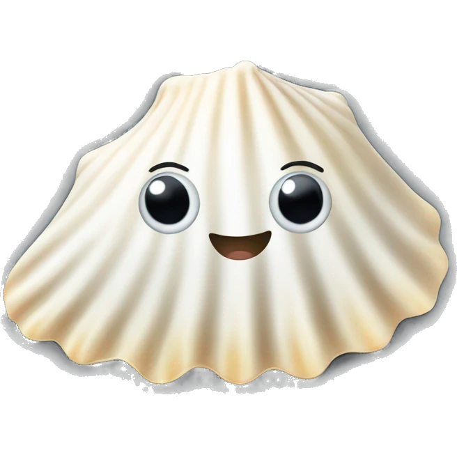A cute white seashell with some black dots emoji