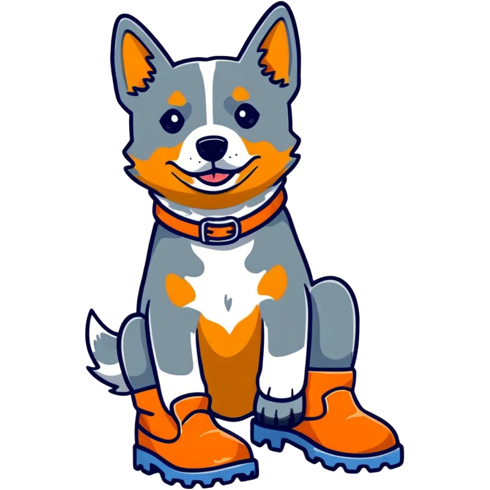Perro blue healer con botas emoji