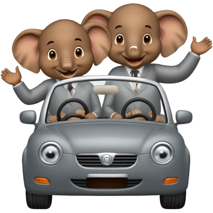 Elephants driving a car emoji