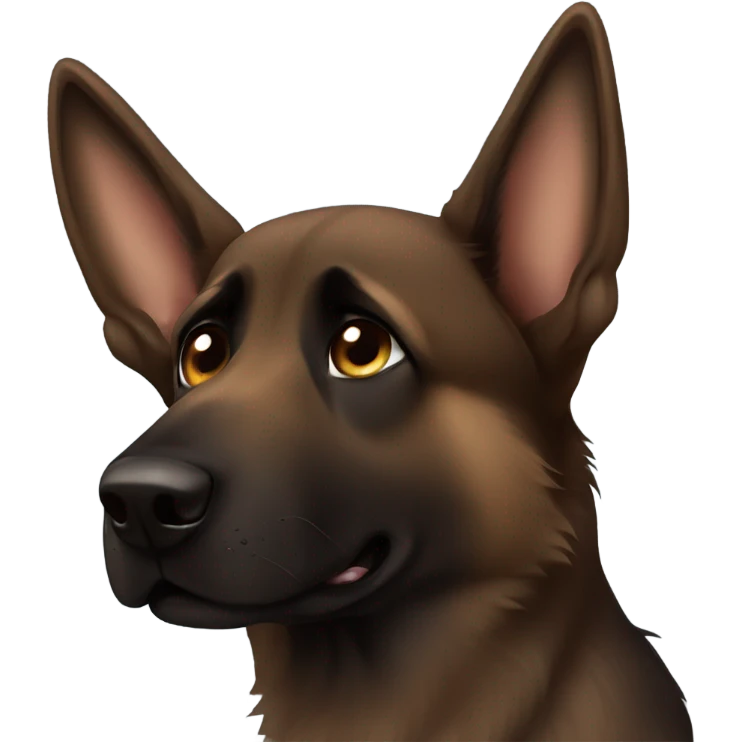 Dark brown German shepherd crying emoji