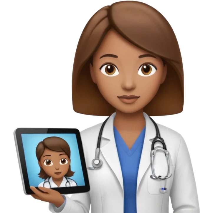 black female doctor and ultrasound technician brown hair on technician emoji