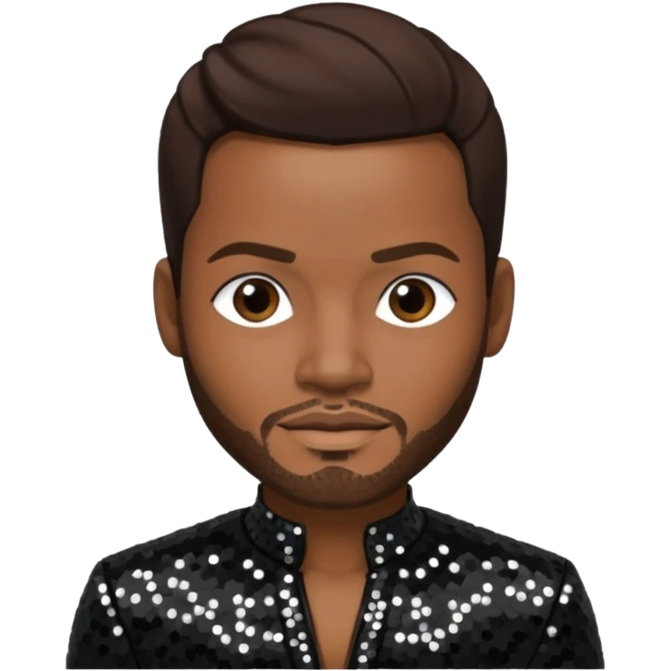 Jaheim with dark brown hair, black sequin outfit  emoji