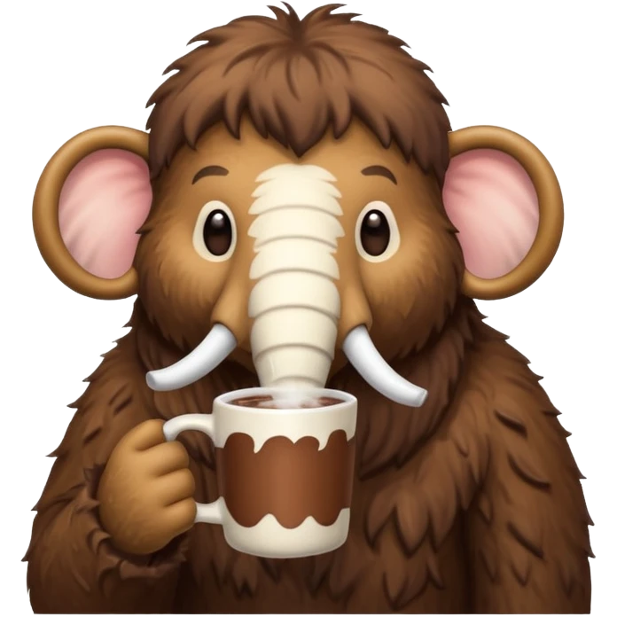 A mammoth who drinks a hot chocolate emoji