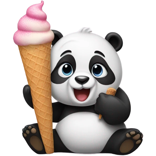 Panda eating ice cream emoji