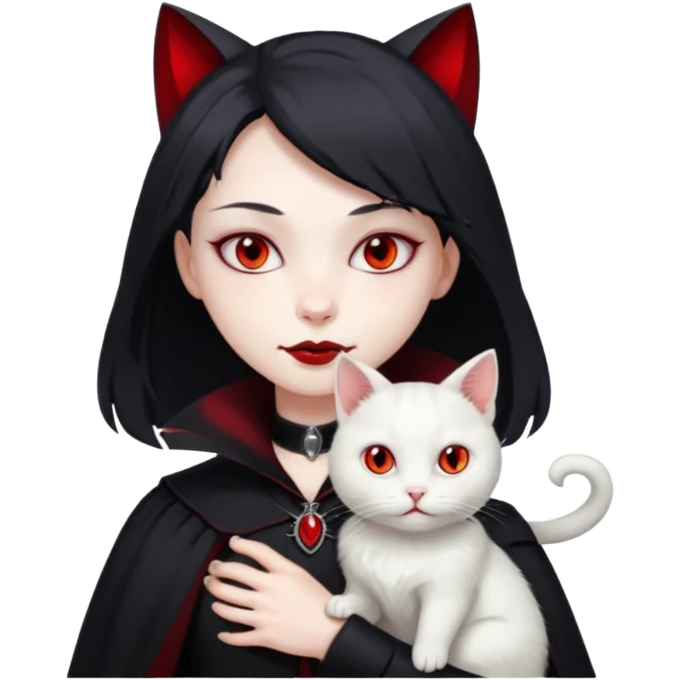 vampire with white cat on shoulder emoji