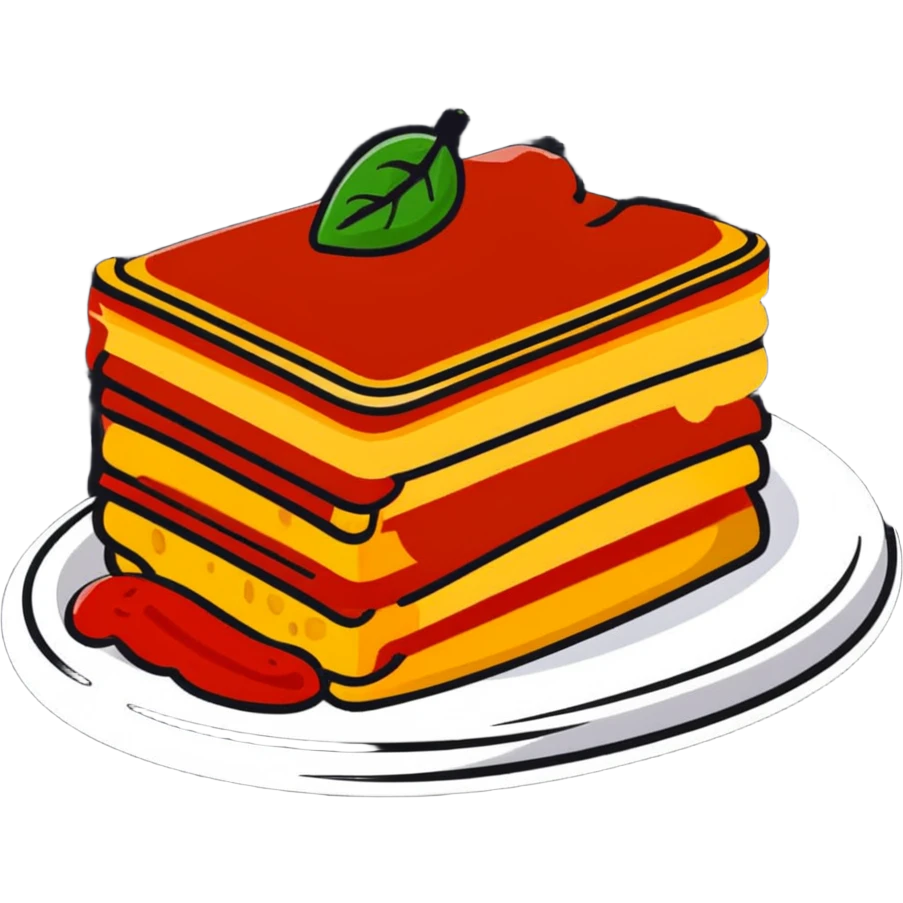 A slice of lasagna with cheese pulling and tomato sauce visible between layers emoji