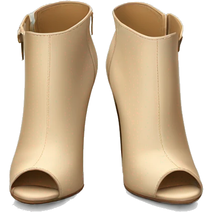 Realistic isolated top view of a pair of beige peep toe high heel ankle boots. emoji