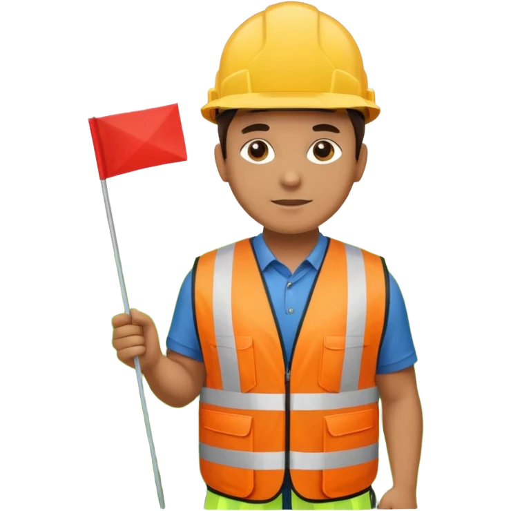 Locator guy with safety vest putting flags in grass emoji