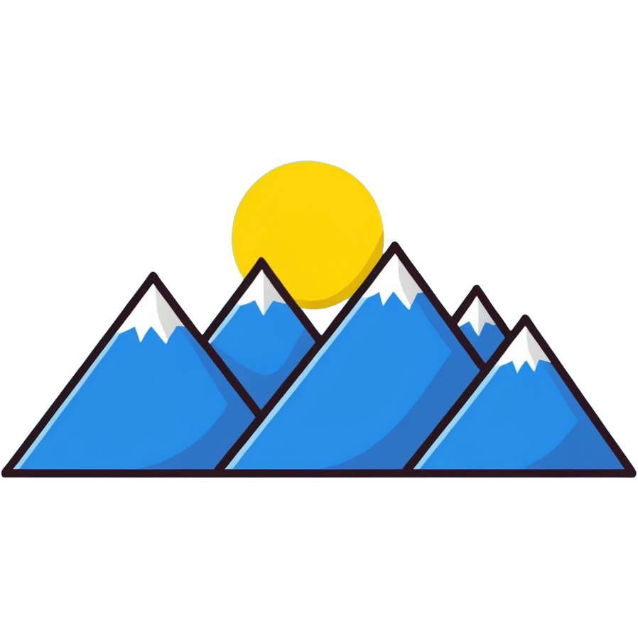 A yellow eight-pointed star with wide points and a simple mountain silhouette in the center of the star emoji