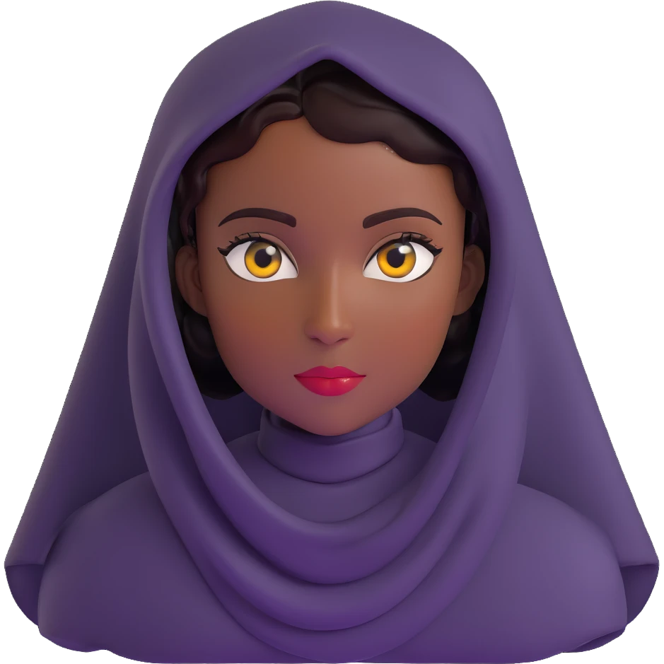 femme noire voilée, yeux brillants, pose confiante emoji