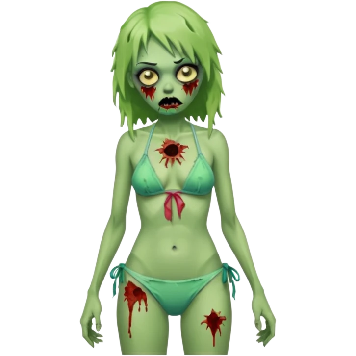 green zombie woman with bikini emoji