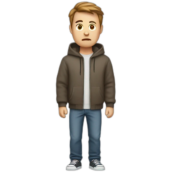 a white male with VERY VERY short brown hair is angry and wearing sweatshirt emoji
