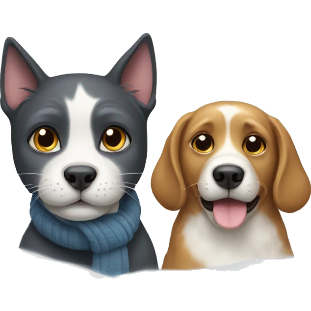 cat and dog in winter emoji
