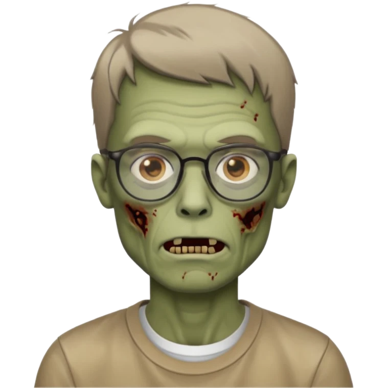 zumbi masculino, óculos fino, cabelo baixo emoji
