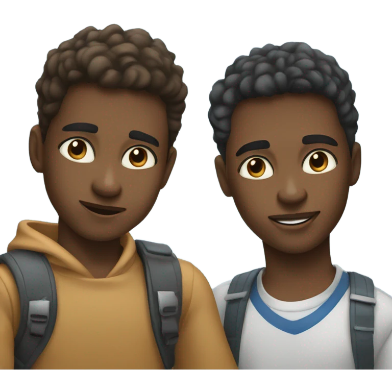 Two boys with Husky blues eyes selfie emoji