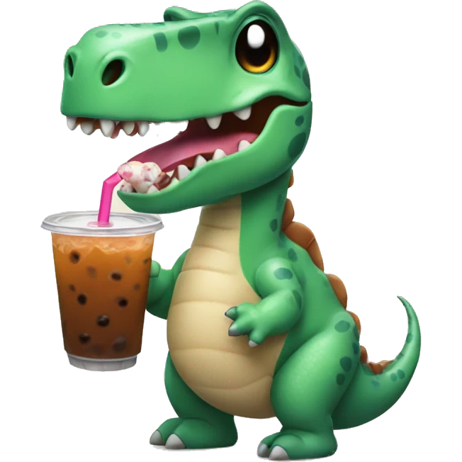 Dinosaur holding boba tea  emoji