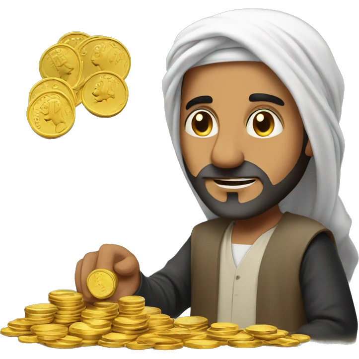 Arab man counts coins emoji
