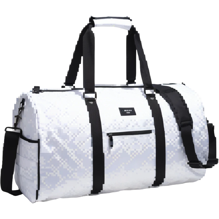 all white duffle bag with white strap emoji