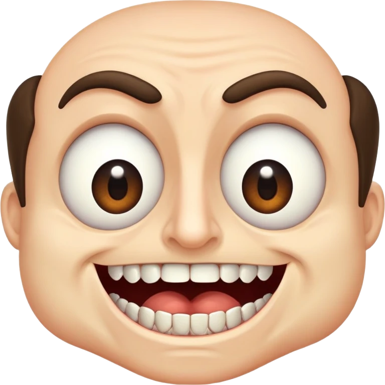 a man with extremely wide eyes and an impossibly large mouth full of countless teeth emoji