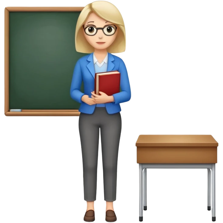 full body female teacher standing with book emoji