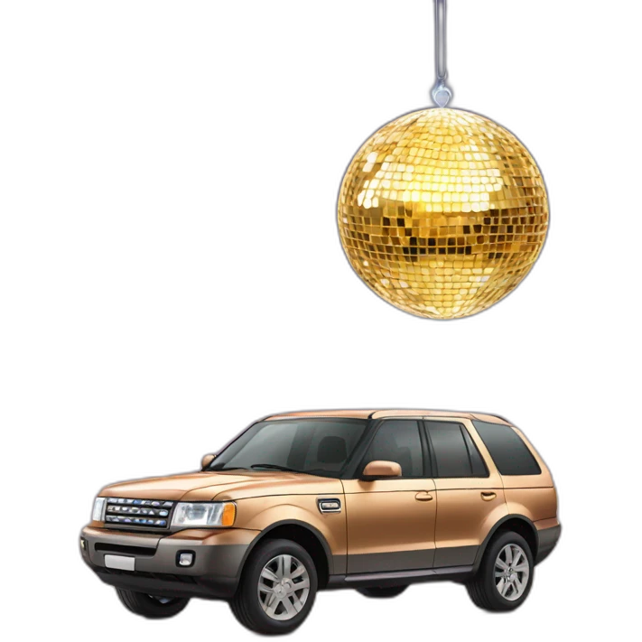 disco ball hanging on top of a shining car emoji