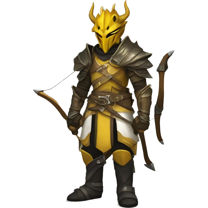 Dragonborn  archer with yellow and white armor and black boots  emoji