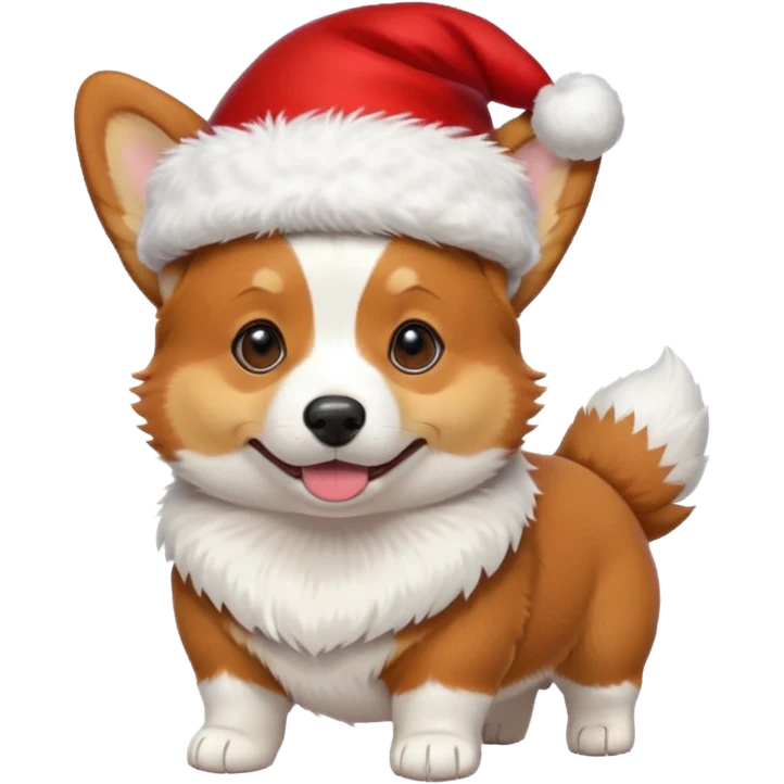 tricolor corgi with santa hat on emoji