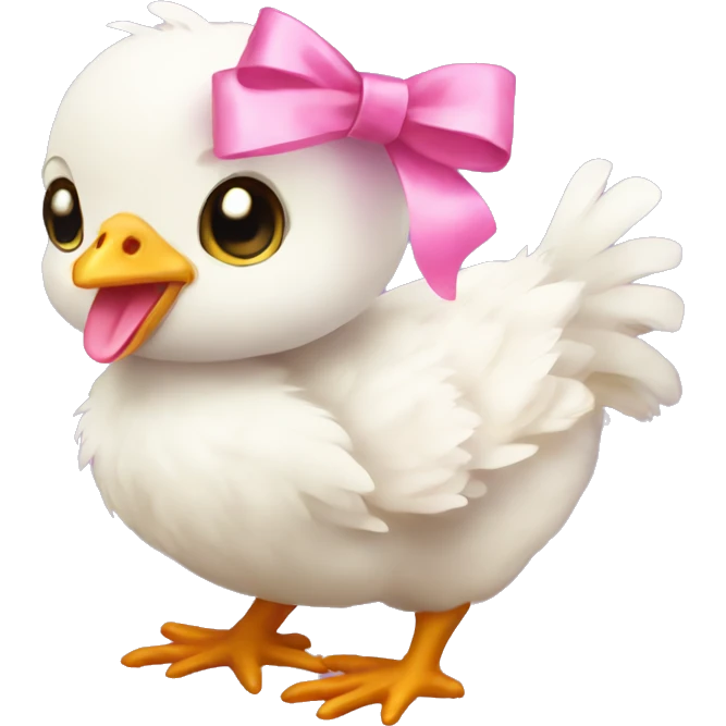 Baby chicken with pink bow emoji