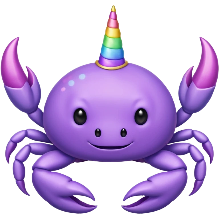 a cute purple crab with no face and a unicorn horn emoji