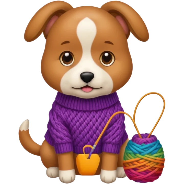 dog knitting a sweater emoji