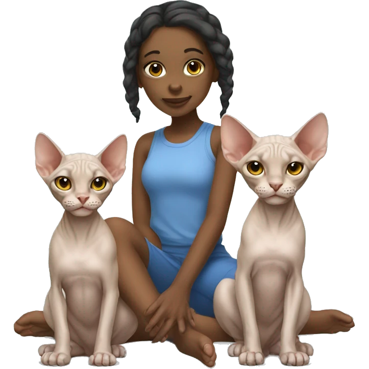 Girl with two sphynx  emoji