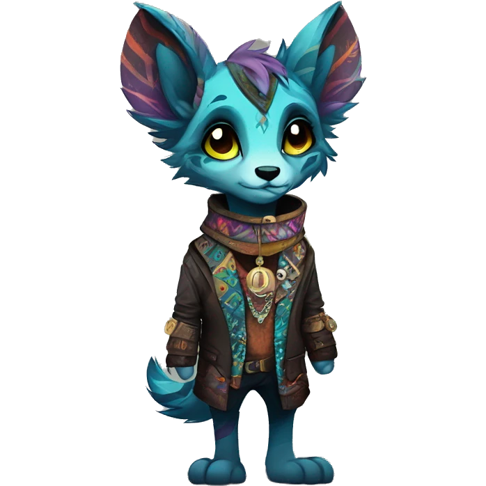 cute cool edgy fantasy animal fursona creature by griffsnuff & LiLaiRa & Falvie with exotic colors with patterns and collar full body emoji