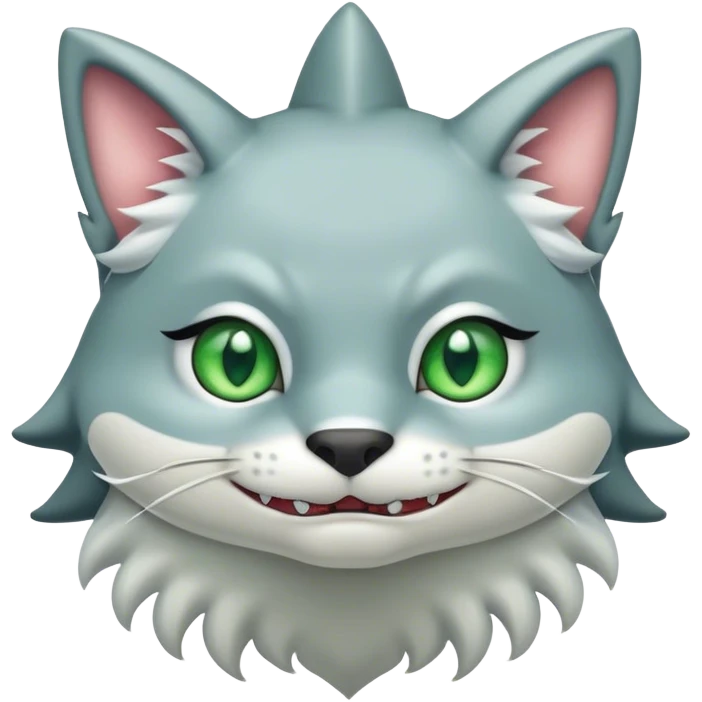 shark-cat anthro with green eyes and fluffy hair emoji