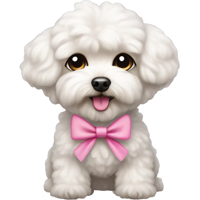 white maltipoo with pink bows on ears  emoji