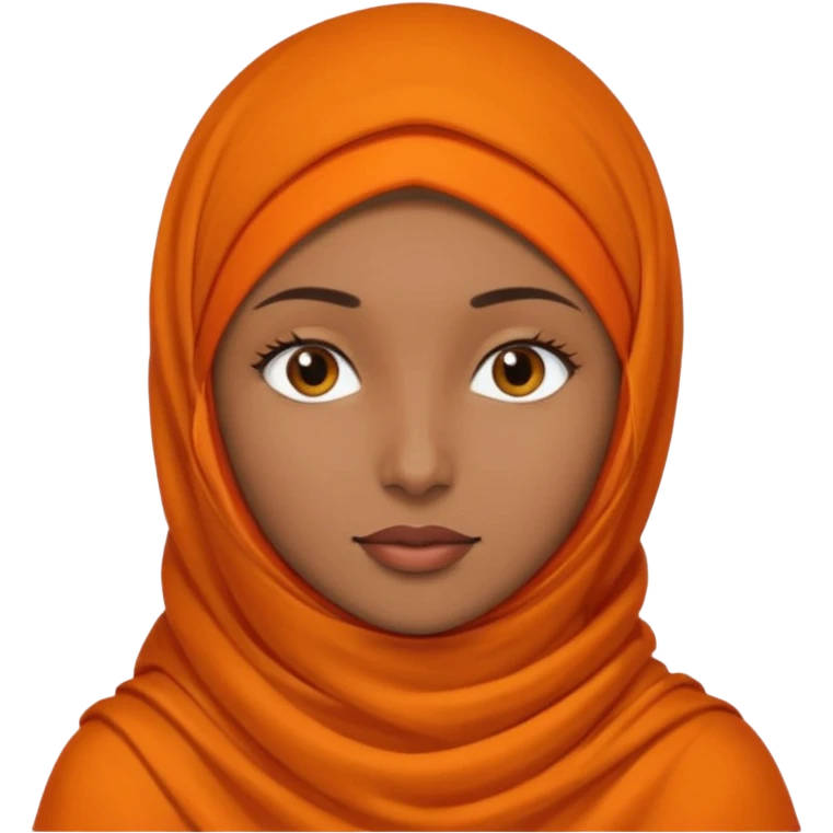 brown skin woman with orange hijab head and neck only emoji