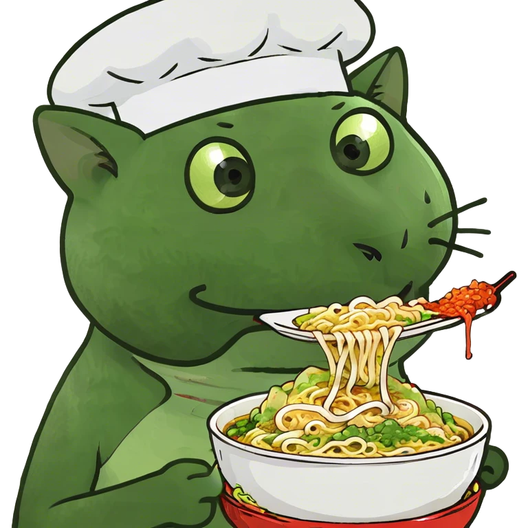 Cat eating ramen emoji