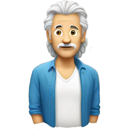 old man with mullet hair mullet goatee necklace emoji