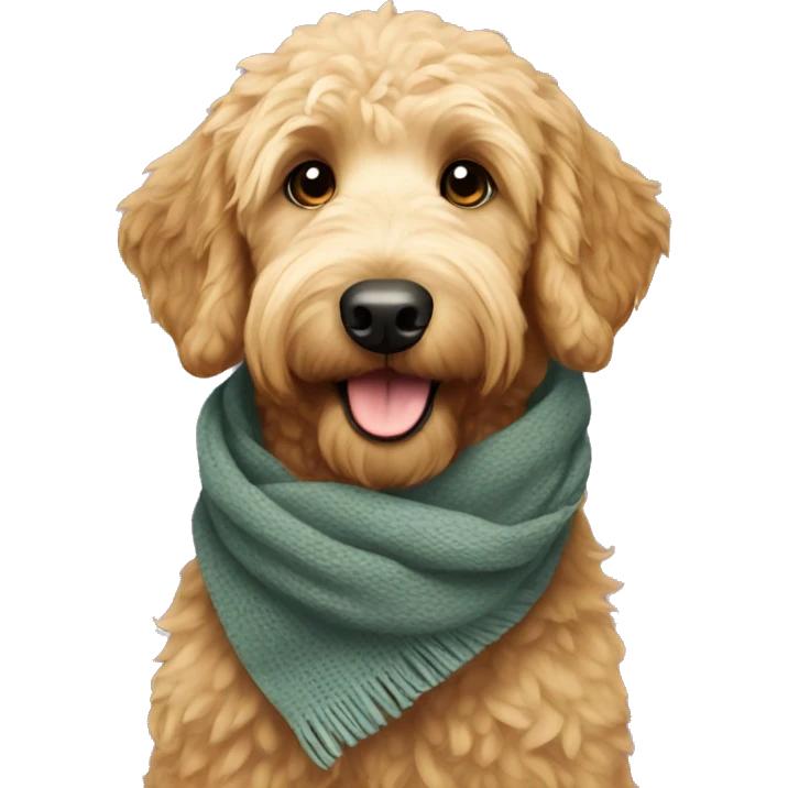 golden doodle with a scarf emoji