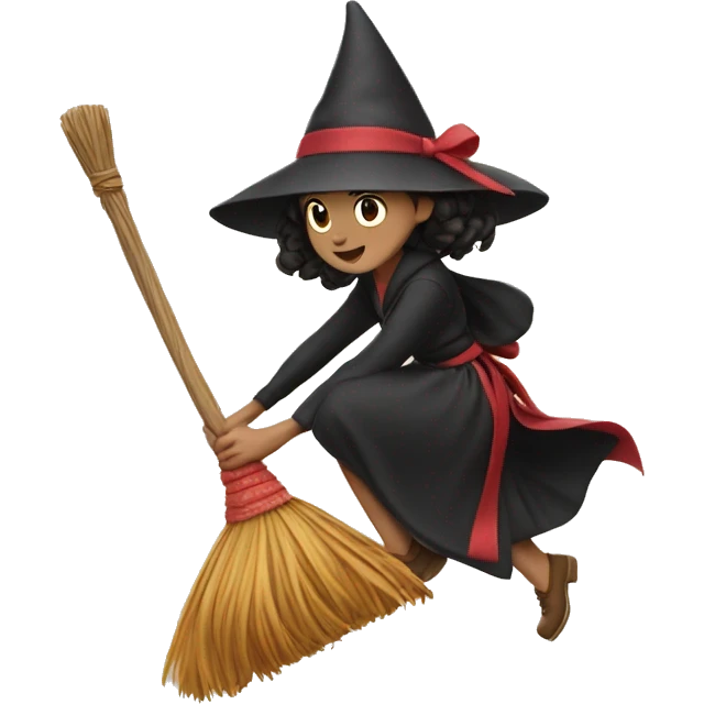 Kiki delivery services on her broom emoji