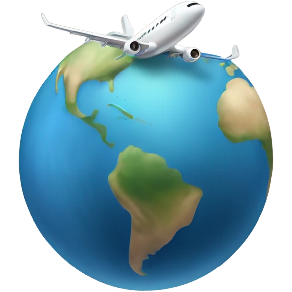 airplane flying over the earth globe emoji